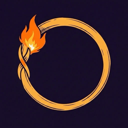 Rewired — a broken gold ring being rejoined with a criss-cross knot and a warm ember at the splice